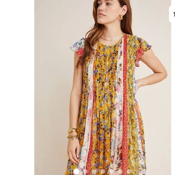 Anthropologie Taylor Pintucked Mini Dress Size XS - Picture 1 of 7